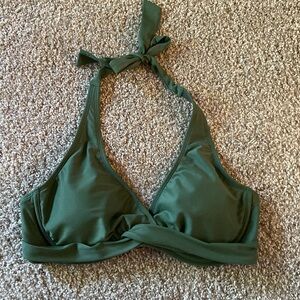 Athleta size 36 B/C Olive Green Underwire Tara Halter Bikini Top